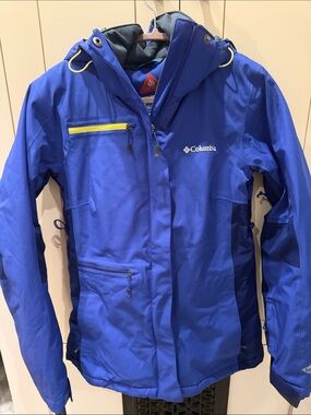 Columbia Blue Ski Jacket with Yellow Trim